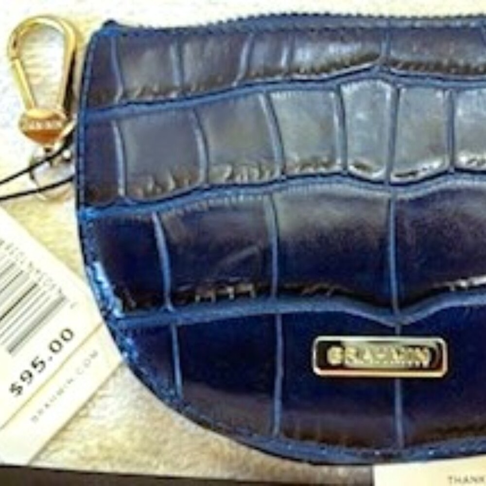 Brahmin Britt "Heavenly Blue Lumeria" half circle leather coin purse NWT - Picture 1 of 8